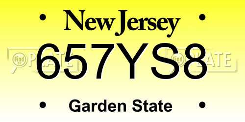657YS8 New Jersey License Plate