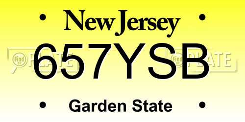 657YSB New Jersey License Plate