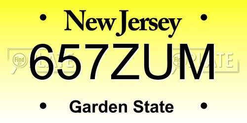 657ZUM New Jersey License Plate