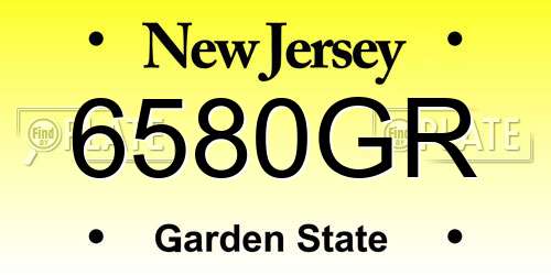 6580GR New Jersey License Plate