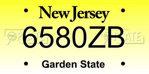 6580ZB New Jersey License Plate