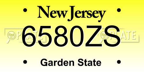 6580ZS New Jersey License Plate