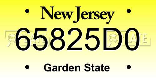 65825D0 New Jersey License Plate
