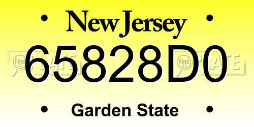 65828D0 New Jersey License Plate