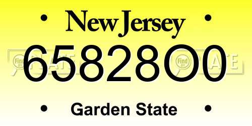 65828O0 New Jersey License Plate