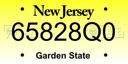 65828Q0 New Jersey License Plate