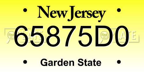 65875D0 New Jersey License Plate