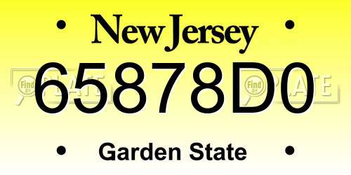 65878D0 New Jersey License Plate
