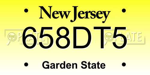 658DT5 New Jersey License Plate