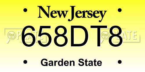 658DT8 New Jersey License Plate