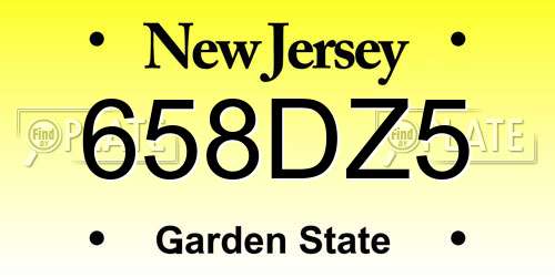 658DZ5 New Jersey License Plate