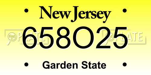 658O25 New Jersey License Plate