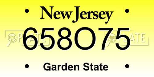 658O75 New Jersey License Plate