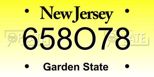 658O78 New Jersey License Plate