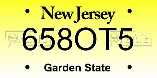 658OT5 New Jersey License Plate