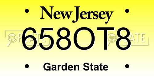 658OT8 New Jersey License Plate