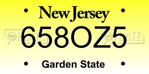 658OZ5 New Jersey License Plate