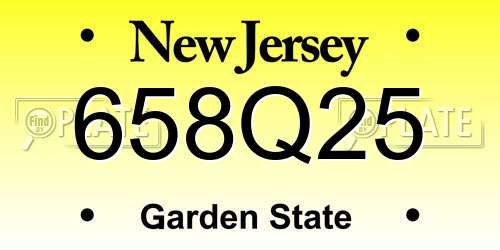 658Q25 New Jersey License Plate