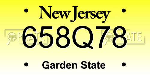 658Q78 New Jersey License Plate