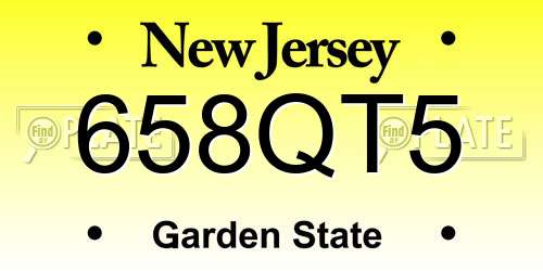 658QT5 New Jersey License Plate
