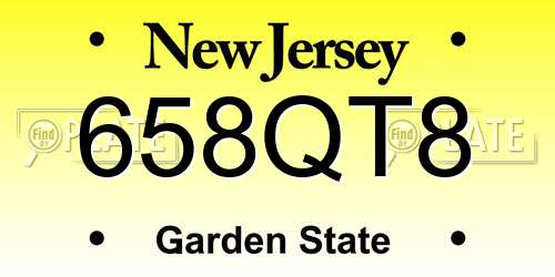658QT8 New Jersey License Plate