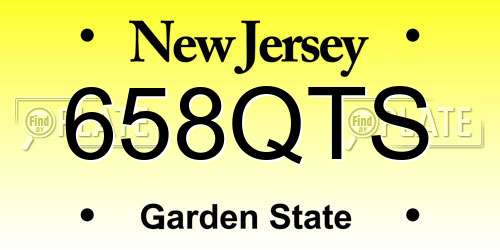 658QTS New Jersey License Plate