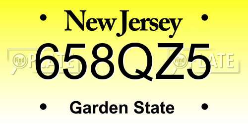 658QZ5 New Jersey License Plate