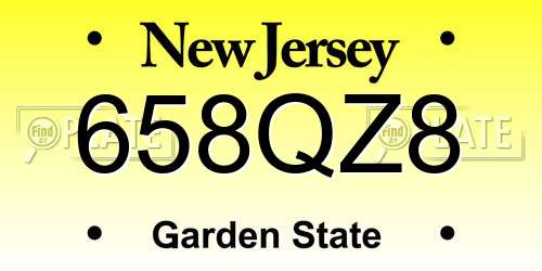 658QZ8 New Jersey License Plate