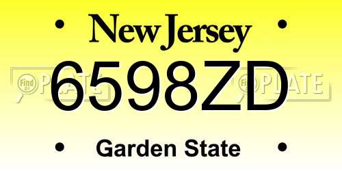 6598ZD New Jersey License Plate
