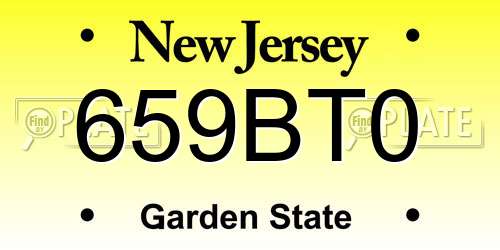 659BT0 New Jersey License Plate