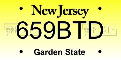 659BTD New Jersey License Plate