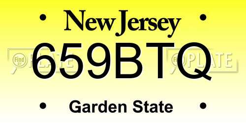 659BTQ New Jersey License Plate