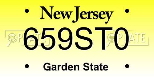659ST0 New Jersey License Plate