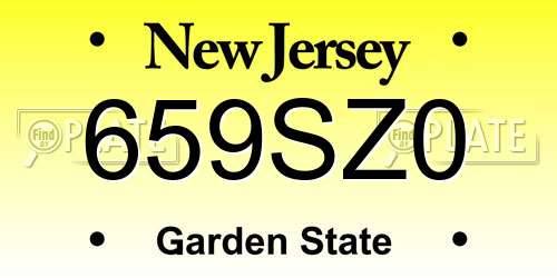 659SZ0 New Jersey License Plate