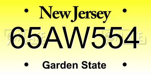 65AW554 New Jersey License Plate