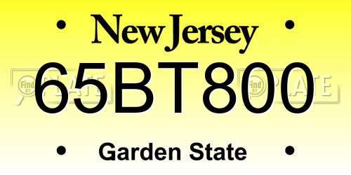 65BT800 New Jersey License Plate