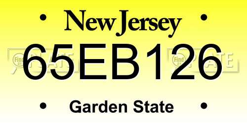 65EB126 New Jersey License Plate