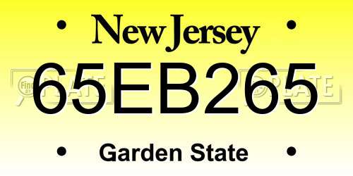65EB265 New Jersey License Plate