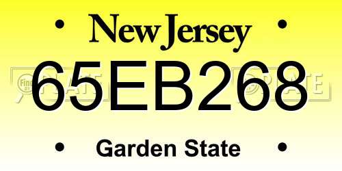 65EB268 New Jersey License Plate