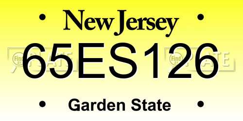 65ES126 New Jersey License Plate