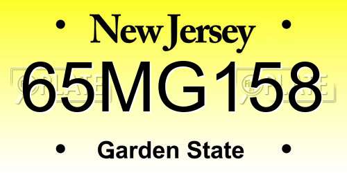 65MG158 New Jersey License Plate