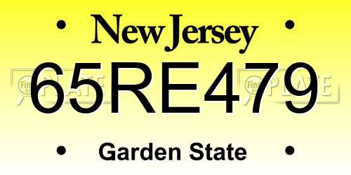 65RE479 New Jersey License Plate