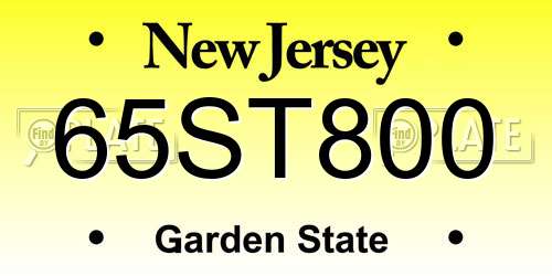 65ST800 New Jersey License Plate
