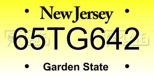 65TG642 New Jersey License Plate