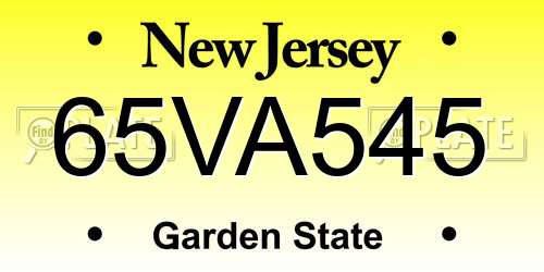 65VA545 New Jersey License Plate