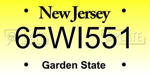 65WI551 New Jersey License Plate