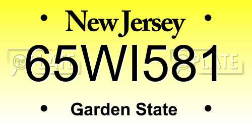 65WI581 New Jersey License Plate