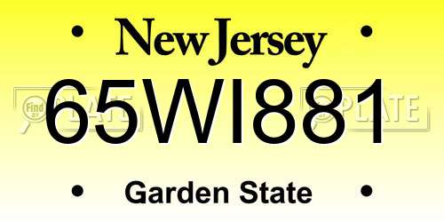 65WI881 New Jersey License Plate