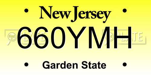 660YMH New Jersey License Plate