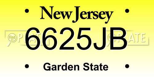 6625JB New Jersey License Plate